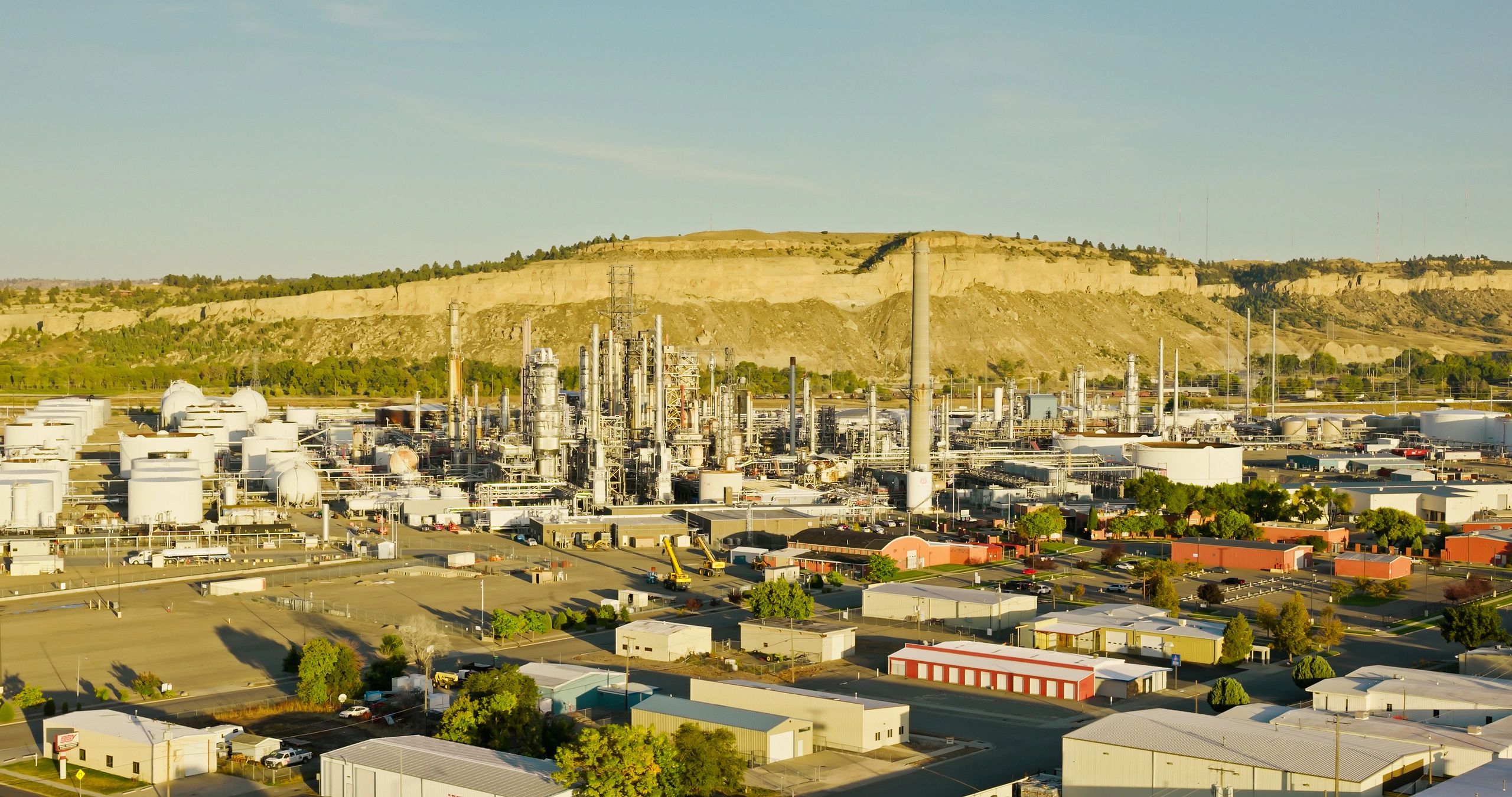 American industrial facility with large process equipment and infrastructure